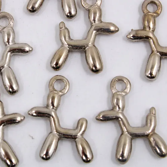 Pingente Cachorro Bexiga 19Mm Em Zamac Com 12 Pecas - Niquel