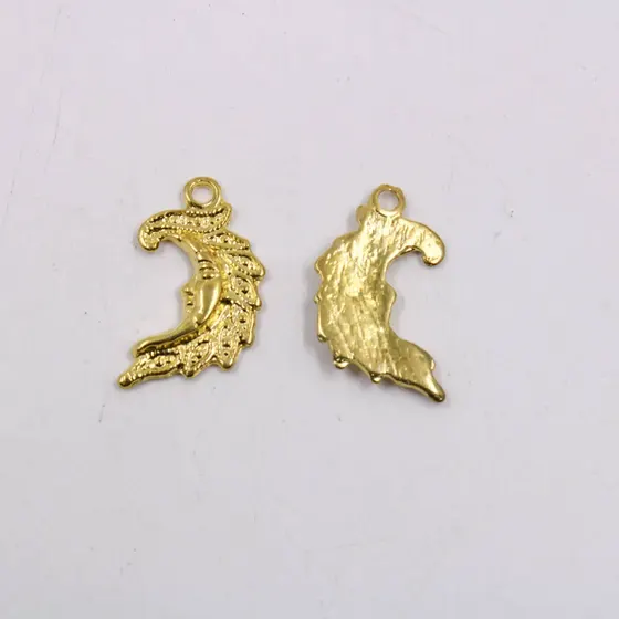 Pingente Lua Minguante 25Mm Em Zamac Com 12 Pecas - Dourado