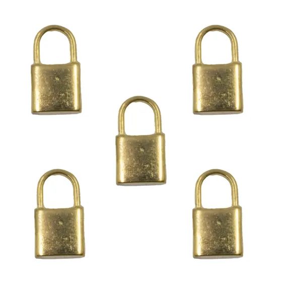 Pingente Mini Cadeado 13Mm Em Zamac Com 12 Pecas - Dourado