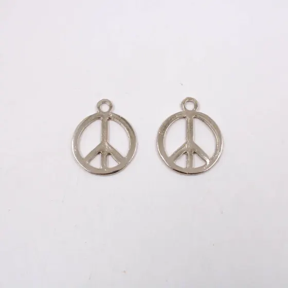Pingente Simbolo Da Paz 30Mm Em Zamac Com 12 Pecas - Niquel