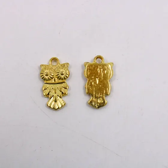 Pingente Coruja 19Mm Em Zamac Com 12 Pecas - Dourado