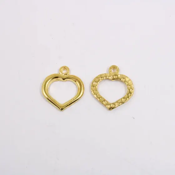 Pingente Coracao Vazado 22Mm Em Zamac Com 12 Pecas - Dourado