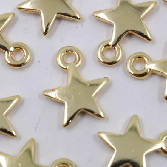 Pingente Cataforetico Estrela 15Mm Em Zamac Com 12 Pecas - Dourado
