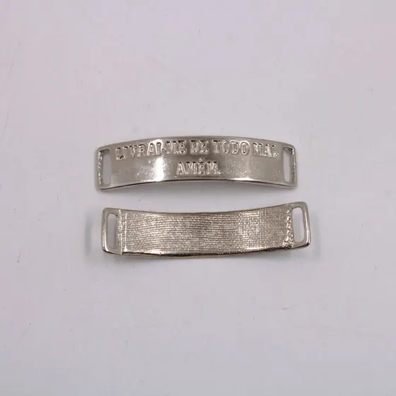 Placa Para Pulseira Curvada Livrai Me De Todo Mal 47X11Mm Em Zamac Com 12 Pecas - Niquel