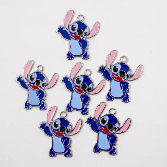 Pingente Resinado Stitch 39Mm Em Zamac Com 6 Pecas