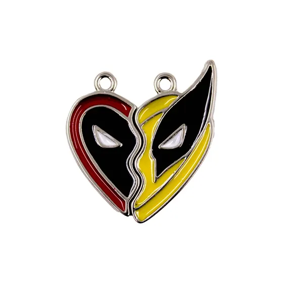 Pingente Amizade Deadpool/Wolverine Em Zamac Resinado Com 10 Pecas