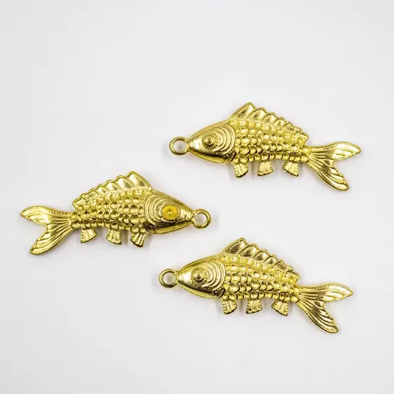 Pingente Peixe 46X18Mm Em Zamac Com 06 Pecas - Dourado