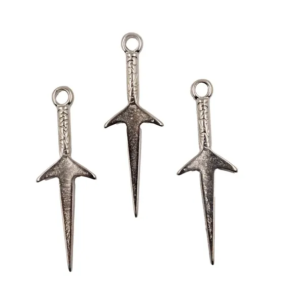 Pingente Kunai M 50X16Mm Em Zamac Com 12 Pecas - Niquel