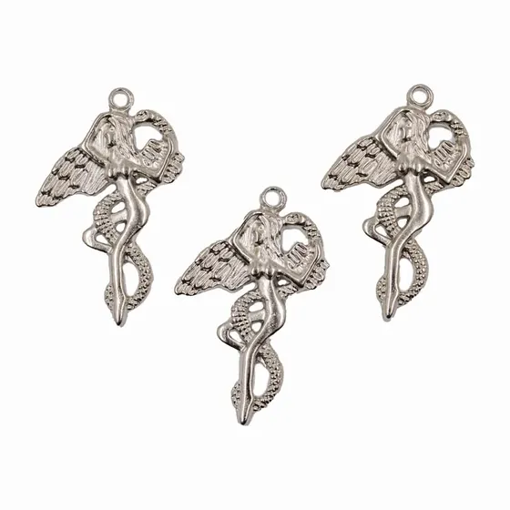 Pingente Lilith 40X25Mm Em Zamac Com 12 Pecas - Niquel