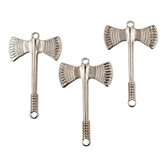 Pingente Machado De Xango G 53X33Mm Em Zamac Com 12 Pecas - Niquel