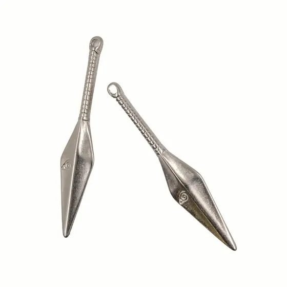 Pingente Kunai G 58X10Mm Em Zamac Com 12 Pecas - Niquel