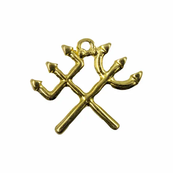 Pingente Tridente Cruzado Exu 32X28Mm Em Zamac Com 12 Pecas - Dourado