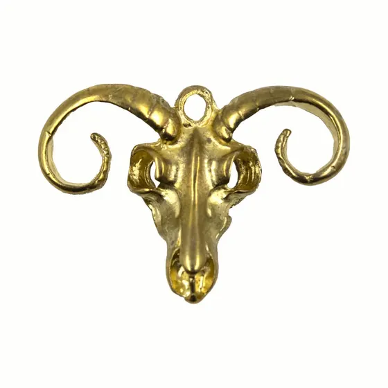 Pingente Cabeca De Bode 38X27Mm Em Zamac Com 12 Pecas - Dourado