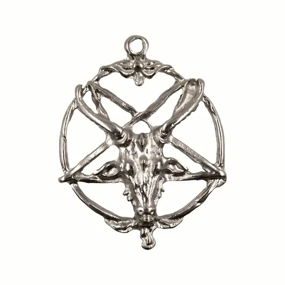 Pingente Pentagrama Baphomet 35Mm Em Zamac Com 08 Pecas - Niquel