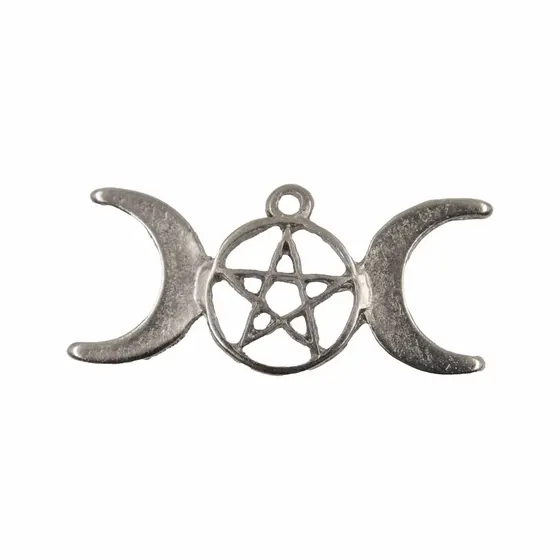 Pingente Pentagrama De Luas Wicca 37X17Mm Em Zamac Com 24 Pecas - Niquel