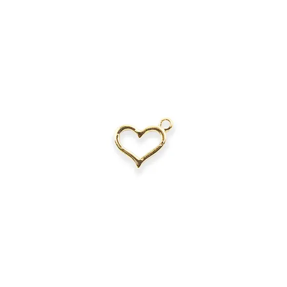Pingente Cataforetico Coracao Vazado 17Mm Em Zamac Com 24 Pecas - Dourado