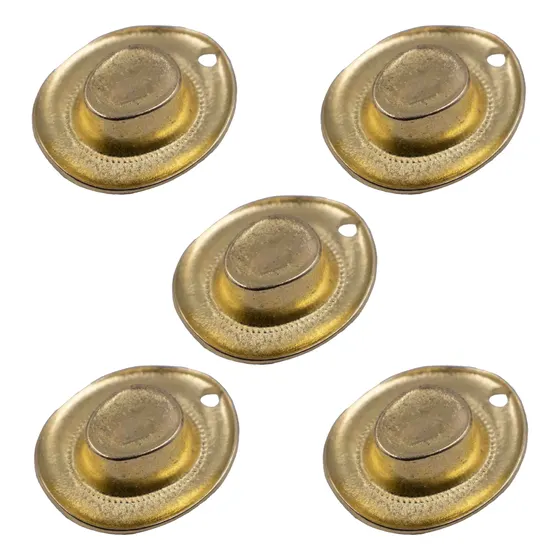 Pingente Country Chapeu 40Mm Em Zamac Com 05 Pecas - Dourado