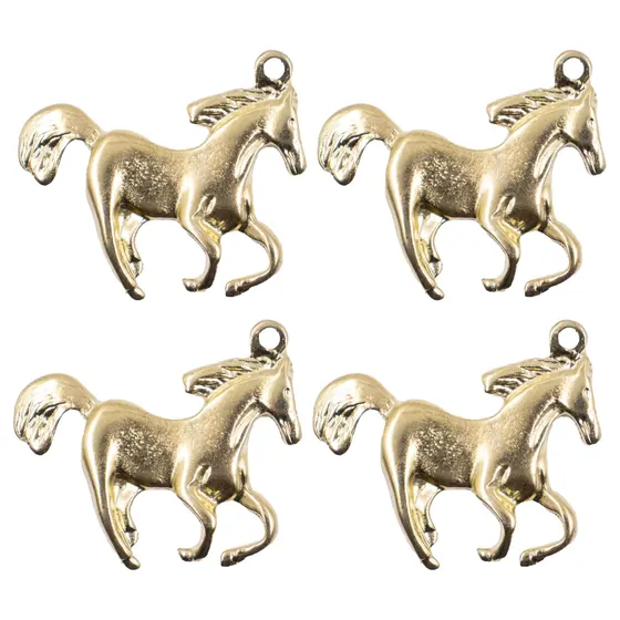 Pingente Country Cavalo G 50Mm Em Zamac Com 05 Pecas - Dourado