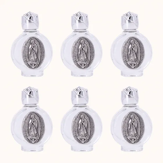 Porta Agua Benta Redondo Niquel Em Vidro 20Ml Com 6 Pecas