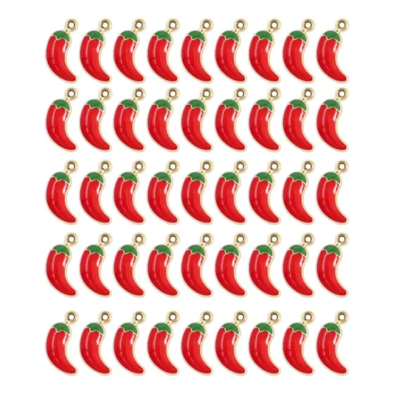 Pingente Pimenta 18X09Mm Em Zamak Com 50 Pecas