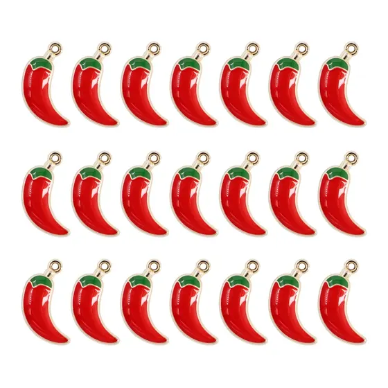 Pingente Pimenta 25X13Mm Em Zamak Com 50 Pecas