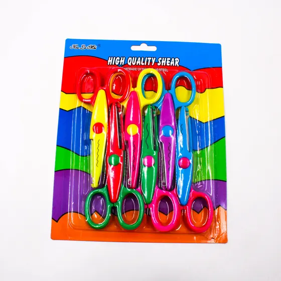 Kit Tesoura De Picotar 12Cm Em Plastico Com 6 Pecas - Colorido