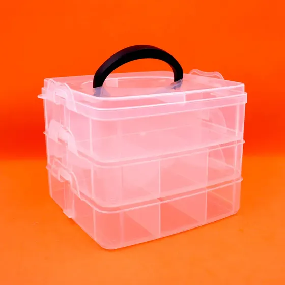Maleta Multiuso Pequena 15X15Cm Em Plastico Com 3 Andares