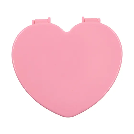 Porta Joias Coracao Com Espelho 13X11.5Cm Em Plastico Unidade - Rosa