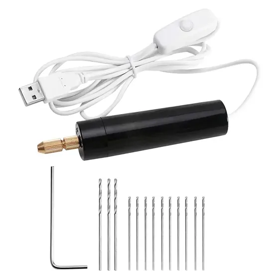 Mini Furadeira Portatil Com Brocas Para Artesanato