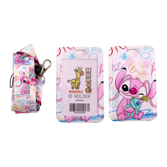 Porta Cracha Com Cordao Stitch Em Plastico