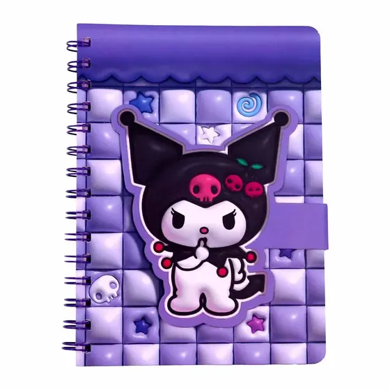 Caderno Com Fecho Velcro Kuromi 20Cm