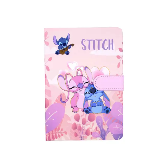 Caderno Brochura Stitch E Angel Com Fecho Magnetico 13X19Cm