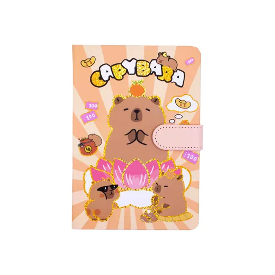 Caderno Brochura Capivara Flor Com Fecho Magnetico 13X19Cm