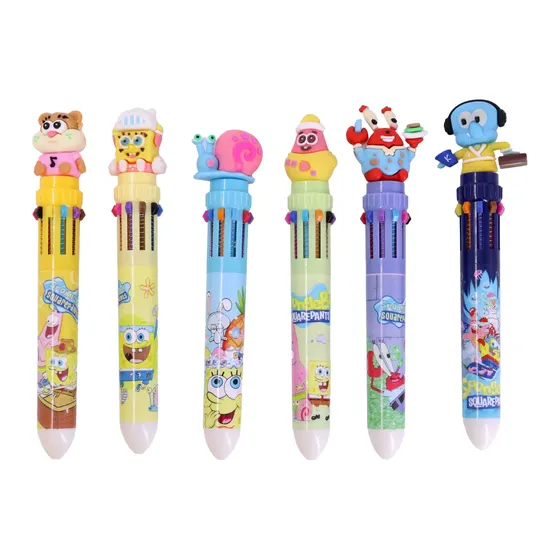 Caneta 10 Cores Bob Esponja 3D Com 36 Pecas
