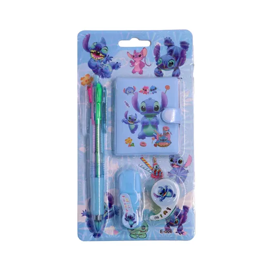 Kit Papelaria Stitch Com 4 Pecas