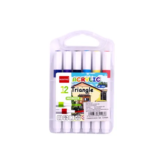 Caneta De Colorir Acrilica Multiuso Com 12 Pecas