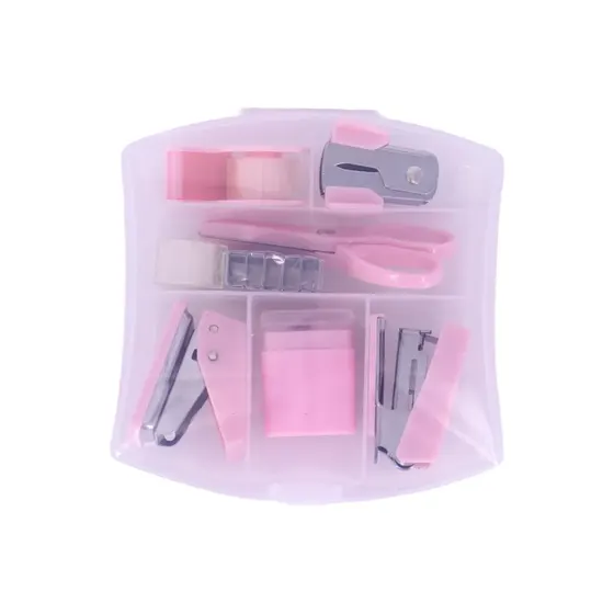 Mini Kit De Papelaria Com Grampeadores Unidade - 104 Rosa - 104