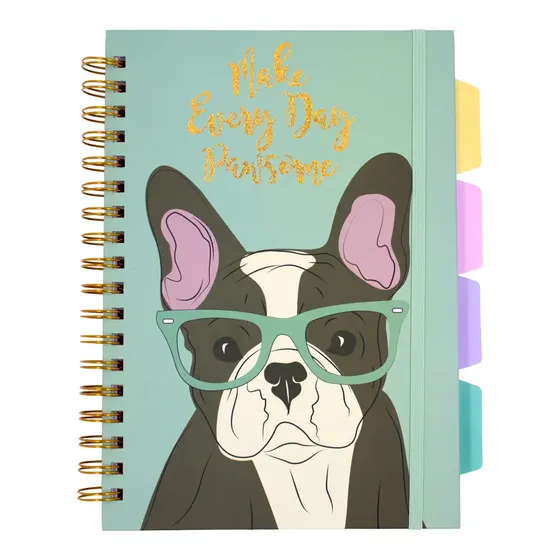 Caderno Espiral Bulldog Frances B5 Com Divisorias