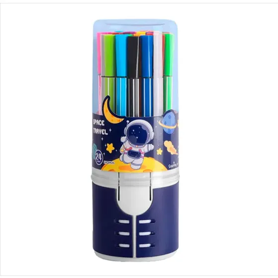 Kit Caneta Fine Pen Grossa Cores Sortidas - 24 Pecas Menino