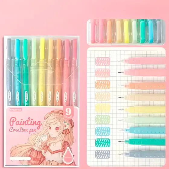 Kit Caneta Em Gel Paiting Creation Com 09 Pecas