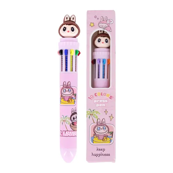 Caneta Esferografica Labubu 10 Cores Com 01