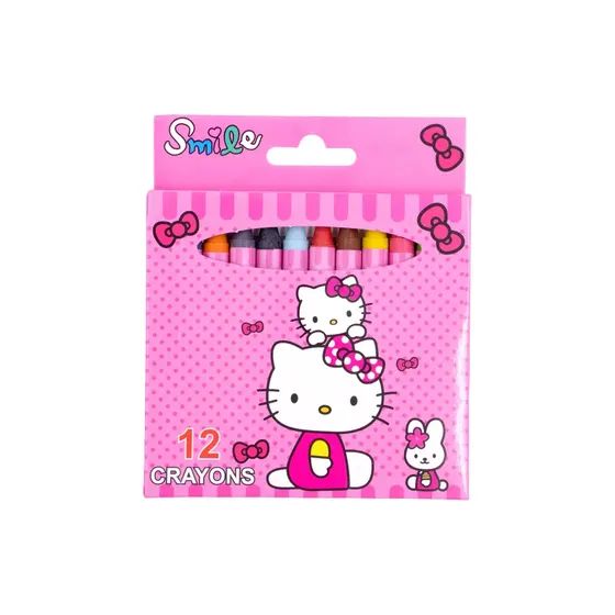 Giz De Cera Personagens Com 12 Cores - Hello Kitty