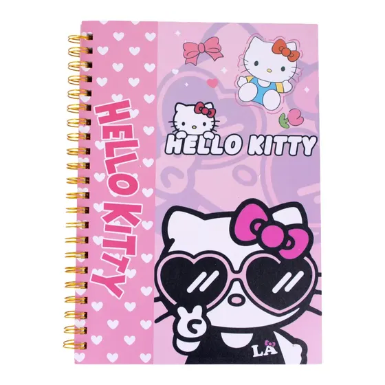 Caderno Capa Dura Universitario Hello Kitty Com 100 Folhas