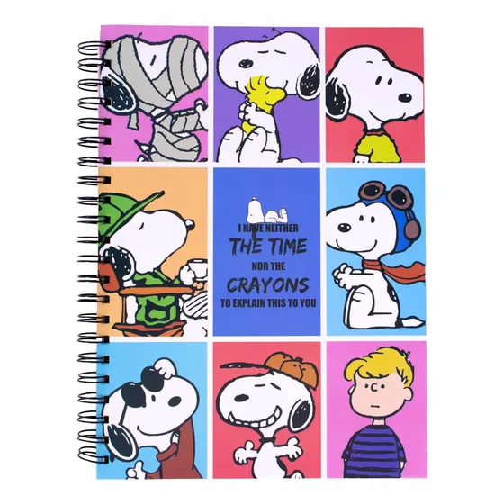 Caderno Capa Dura Universitario Snoopy Com 100 Folhas