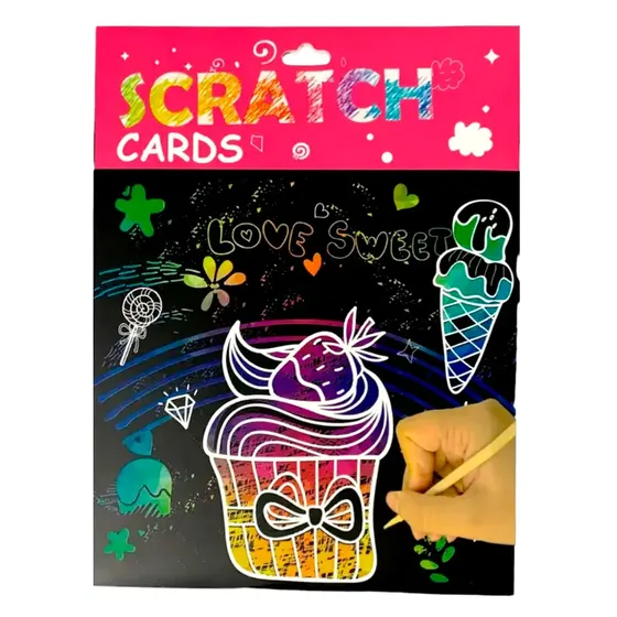 Cartoes Scratch Art Para Raspar E Revelar Cores 14X18.5Cm Com 04 Folhas