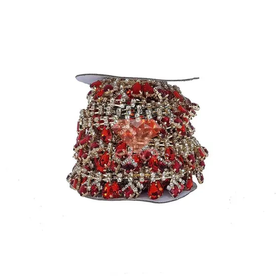 Corrente De Strass Gota E Losango 20Mm Em Vidro Com 9.1 Metros