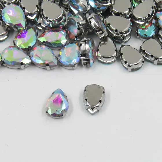 Chaton Engrampado Gota 10X14Mm Em Vidro Com 144 Pecas