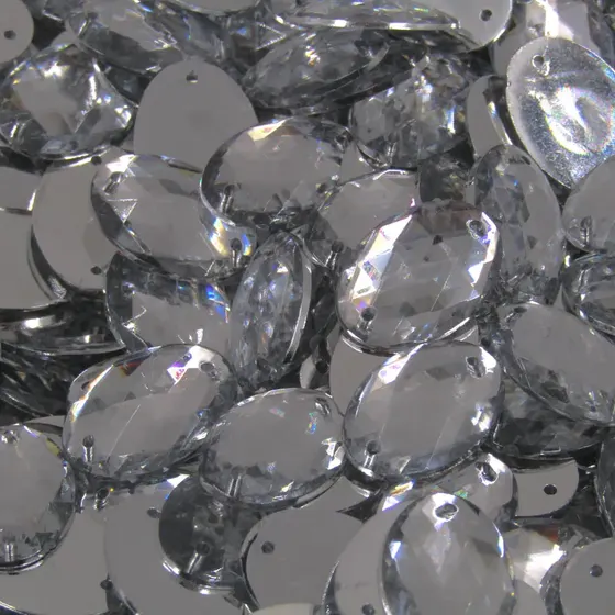 Chaton Para Costura Oval Sextavado 13X18Mm Em Acrilico Com 500G