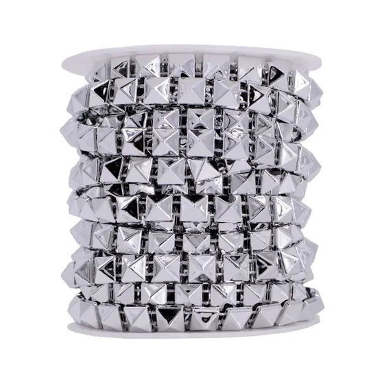 Aljofre Quadrado Spike 8X8Mm Em Abs Com 9 Metros