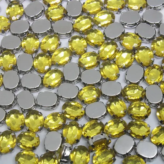 Chaton Engrampado Niquel Oval 8X10Mm Em Acrilico Com 250 Pecas